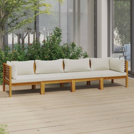 4-seater garden sofa with cream acacia wood cushion by vidaXL, Garden sets - Ref: Foro24-3086933, Price: 664,92 €, Discount: %