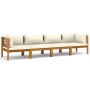 4-seater garden sofa with cream acacia wood cushion by vidaXL, Garden sets - Ref: Foro24-3086933, Price: 664,92 €, Discount: %