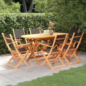 Garden dining set 7 pieces black textilene eucalyptus wood by vidaXL, Garden sets - Ref: Foro24-3086962, Price: 524,51 €, Dis...