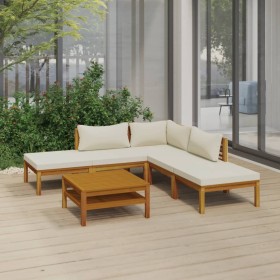 Garden furniture set 6 pieces with cream cushions solid acacia wood by vidaXL, Garden sets - Ref: Foro24-3086924, Price: 652,...