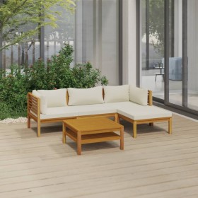 Garden furniture 5 pcs cream cushions solid acacia wood by vidaXL, Garden sets - Ref: Foro24-3086927, Price: 585,49 €, Discou...