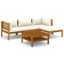 Garden furniture 5 pcs cream cushions solid acacia wood by vidaXL, Garden sets - Ref: Foro24-3086927, Price: 604,42 €, Discou...