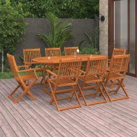 Set de comedor para jardín 9 piezas madera maciza de acacia de vidaXL, Conjuntos de jardín - Ref: Foro24-3086971, Precio: 588...