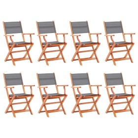 Folding garden chairs 8 units eucalyptus wood textilene gray by vidaXL, Garden chairs - Ref: Foro24-3086965, Price: 508,47 €,...