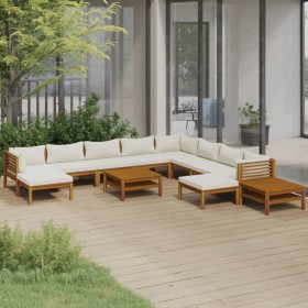 Garden furniture 12 pcs cream cushions solid acacia wood by vidaXL, Garden sets - Ref: Foro24-3086944, Price: 1,00 €, Discoun...