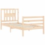 Bed frame with solid wood headboard 100x200 cm by vidaXL, Beds and slatted bases - Ref: Foro24-3194561, Price: 94,99 €, Disco...