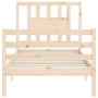 Bed frame with solid wood headboard 100x200 cm by vidaXL, Beds and slatted bases - Ref: Foro24-3194561, Price: 94,99 €, Disco...