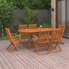 7-piece solid acacia wood garden dining set by vidaXL, Garden sets - Ref: Foro24-3086970, Price: 486,99 €, Discount: %