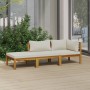 3-piece solid acacia wood garden furniture set with cream cushions by vidaXL, Garden sets - Ref: Foro24-3086953, Price: 414,2...