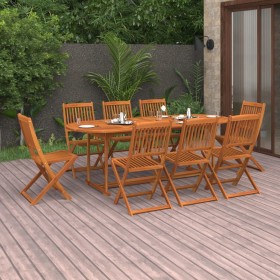 Set de comedor de jardín 9 piezas madera maciza de acacia de vidaXL, Conjuntos de jardín - Ref: Foro24-3086976, Precio: 620,3...