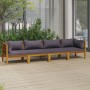 4-Sitzer-Gartensofa mit Kissen aus massivem Akazienholz von vidaXL, Gartensets - Ref: Foro24-3086901, Preis: 703,86 €, Rabatt: %