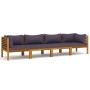 4-Sitzer-Gartensofa mit Kissen aus massivem Akazienholz von vidaXL, Gartensets - Ref: Foro24-3086901, Preis: 703,86 €, Rabatt: %