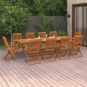 Garten-Essgruppe 11-teilig aus massivem Akazienholz von vidaXL, Gartensets - Ref: Foro24-3086990, Preis: 791,18 €, Rabatt: %