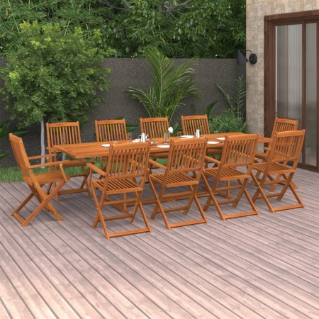 Set de comedor para jardín 11 piezas madera maciza de acacia de vidaXL, Conjuntos de jardín - Ref: Foro24-3086990, Precio: 79...