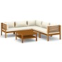 Garden furniture 6 pcs cream cushions solid acacia wood by vidaXL, Garden sets - Ref: Foro24-3086937, Price: 880,92 €, Discou...