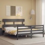 Estructura de cama con cabecero madera maciza gris 160x200 cm de vidaXL, Camas y somieres - Ref: Foro24-3195103, Precio: 144,...