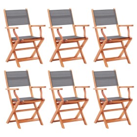 Folding garden chairs 6 pcs eucalyptus wood gray textilene by vidaXL, Garden chairs - Ref: Foro24-3086964, Price: 396,31 €, D...