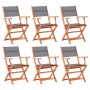 Folding garden chairs 6 pcs eucalyptus wood gray textilene by vidaXL, Garden chairs - Ref: Foro24-3086964, Price: 396,31 €, D...