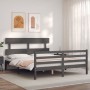 Estructura de cama con cabecero madera maciza gris 160x200 cm de vidaXL, Camas y somieres - Ref: Foro24-3195103, Precio: 144,...