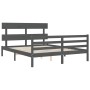 Estructura de cama con cabecero madera maciza gris 160x200 cm de vidaXL, Camas y somieres - Ref: Foro24-3195103, Precio: 144,...