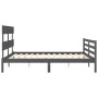 Estructura de cama con cabecero madera maciza gris 160x200 cm de vidaXL, Camas y somieres - Ref: Foro24-3195103, Precio: 144,...