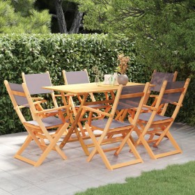 Garden dining set 7 pieces solid wood eucalyptus gray by vidaXL, Garden sets - Ref: Foro24-3086957, Price: 404,99 €, Discount: %