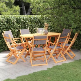 Garden dining set 9 pieces eucalyptus wood gray textilene by vidaXL, Garden sets - Ref: Foro24-3086961, Price: 630,49 €, Disc...