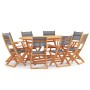 Set de comedor de jardín 9 pzas madera eucalipto textilene gris de vidaXL, Conjuntos de jardín - Ref: Foro24-3086961, Precio:...