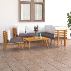 Garden furniture 7 pieces with cushions solid acacia wood by vidaXL, Garden sets - Ref: Foro24-3087015, Price: 528,99 €, Disc...