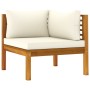 Set de muebles de jardín 7 pzas con cojín crema acacia maciza de vidaXL, Conjuntos de jardín - Ref: Foro24-3086946, Precio: 8...