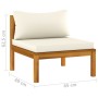 Set de muebles de jardín 7 pzas con cojín crema acacia maciza de vidaXL, Conjuntos de jardín - Ref: Foro24-3086946, Precio: 8...