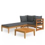 3-piece garden furniture set with dark gray cushions and acacia wood. by vidaXL, Garden sets - Ref: Foro24-3087279, Price: 33...