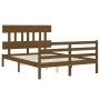 Estructura de cama matrimonio con cabecero madera marrón miel de vidaXL, Camas y somieres - Ref: Foro24-3195129, Precio: 148,...