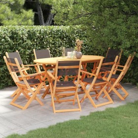 Garden dining set 9 pieces black textilene eucalyptus wood by vidaXL, Garden sets - Ref: Foro24-3086963, Price: 645,99 €, Dis...