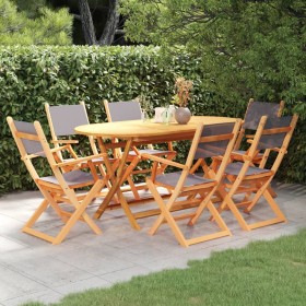 Garden dining set 7 pieces eucalyptus wood gray textilene by vidaXL, Garden sets - Ref: Foro24-3086960, Price: 435,99 €, Disc...