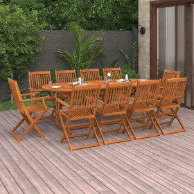 Garten-Essgruppe 11-teilig aus massivem Akazienholz von vidaXL, Gartensets - Ref: Foro24-3086975, Preis: 768,22 €, Rabatt: %