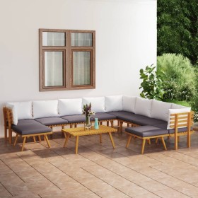 11-piece garden furniture set with solid acacia wood and cushions by vidaXL, Garden sets - Ref: Foro24-3087019, Price: 816,48...