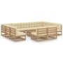 Set de muebles de jardín 12 pzs cojines madera pino marrón miel de vidaXL, Conjuntos de jardín - Ref: Foro24-3077232, Precio:...