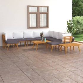 Set of 12 solid acacia wood garden furniture and cushions. by vidaXL, Garden sets - Ref: Foro24-3087021, Price: 864,99 €, Dis...