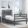 Gray solid wood bed frame with headboard 90x200 cm by vidaXL, Beds and slatted bases - Ref: Foro24-3194038, Price: 114,88 €, ...