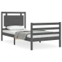 Gray solid wood bed frame with headboard 90x200 cm by vidaXL, Beds and slatted bases - Ref: Foro24-3194038, Price: 114,88 €, ...