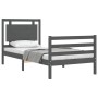 Estructura de cama con cabecero madera maciza gris 90x200 cm de vidaXL, Camas y somieres - Ref: Foro24-3194038, Precio: 114,9...