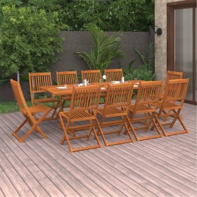 Garden dining set 11 pieces solid acacia wood by vidaXL, Garden sets - Ref: Foro24-3086989, Price: 693,15 €, Discount: %