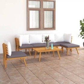 7-piece garden furniture set with solid acacia wood and cushions by vidaXL, Garden sets - Ref: Foro24-3087006, Price: 508,01 ...