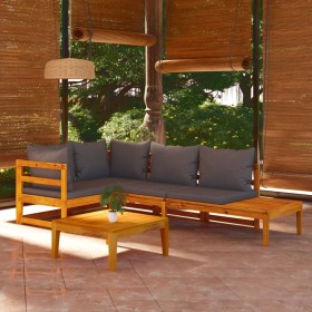 Set muebles de jardín 4 pzas cojines gris oscuro madera acacia de vidaXL, Conjuntos de jardín - Ref: Foro24-3087277, Precio: ...