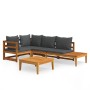 Set muebles de jardín 4 pzas cojines gris oscuro madera acacia de vidaXL, Conjuntos de jardín - Ref: Foro24-3087277, Precio: ...