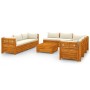 Muebles de jardín 9 piezas con cojines madera maciza de acacia de vidaXL, Conjuntos de jardín - Ref: Foro24-3087291, Precio: ...