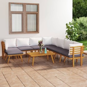 Garden furniture and cushions set 9 pieces solid acacia wood by vidaXL, Garden sets - Ref: Foro24-3087022, Price: 670,09 €, D...