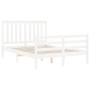 White solid wood bed frame with headboard 140x200 cm by vidaXL, Beds and slatted bases - Ref: Foro24-3194247, Price: 131,30 €...