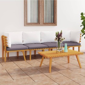 Garden furniture 4 pieces with cushions solid acacia wood by vidaXL, Garden sets - Ref: Foro24-3087008, Price: 318,99 €, Disc...